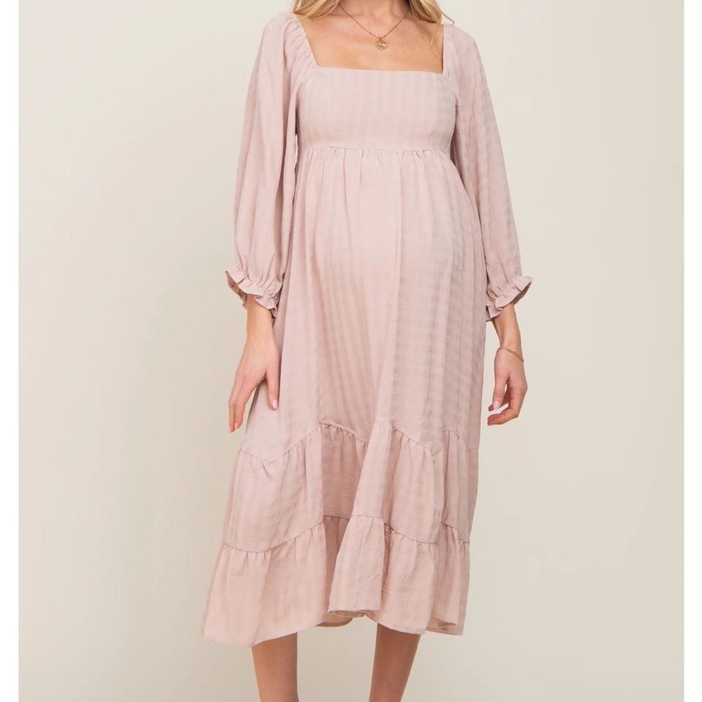 Pink Blush Maternity Midi Dress